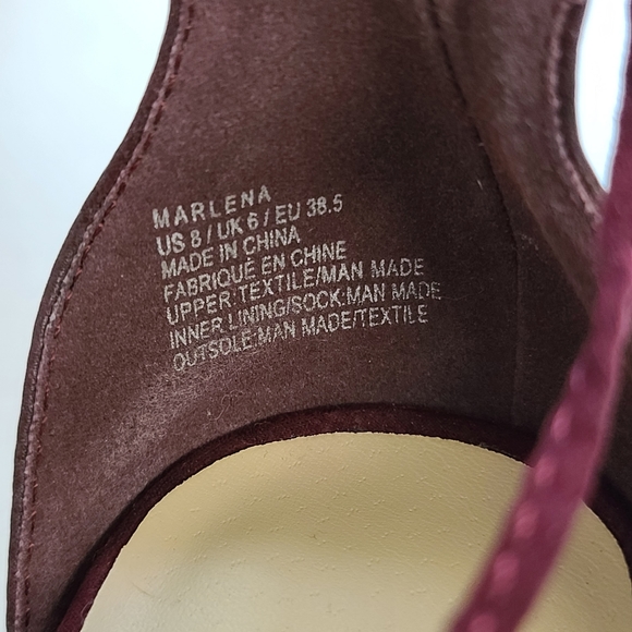 SHOE DAZZLE Marlena Maroon Peep Toe Ankle Strap Platform Heels Size 8 - Picture 14 of 16